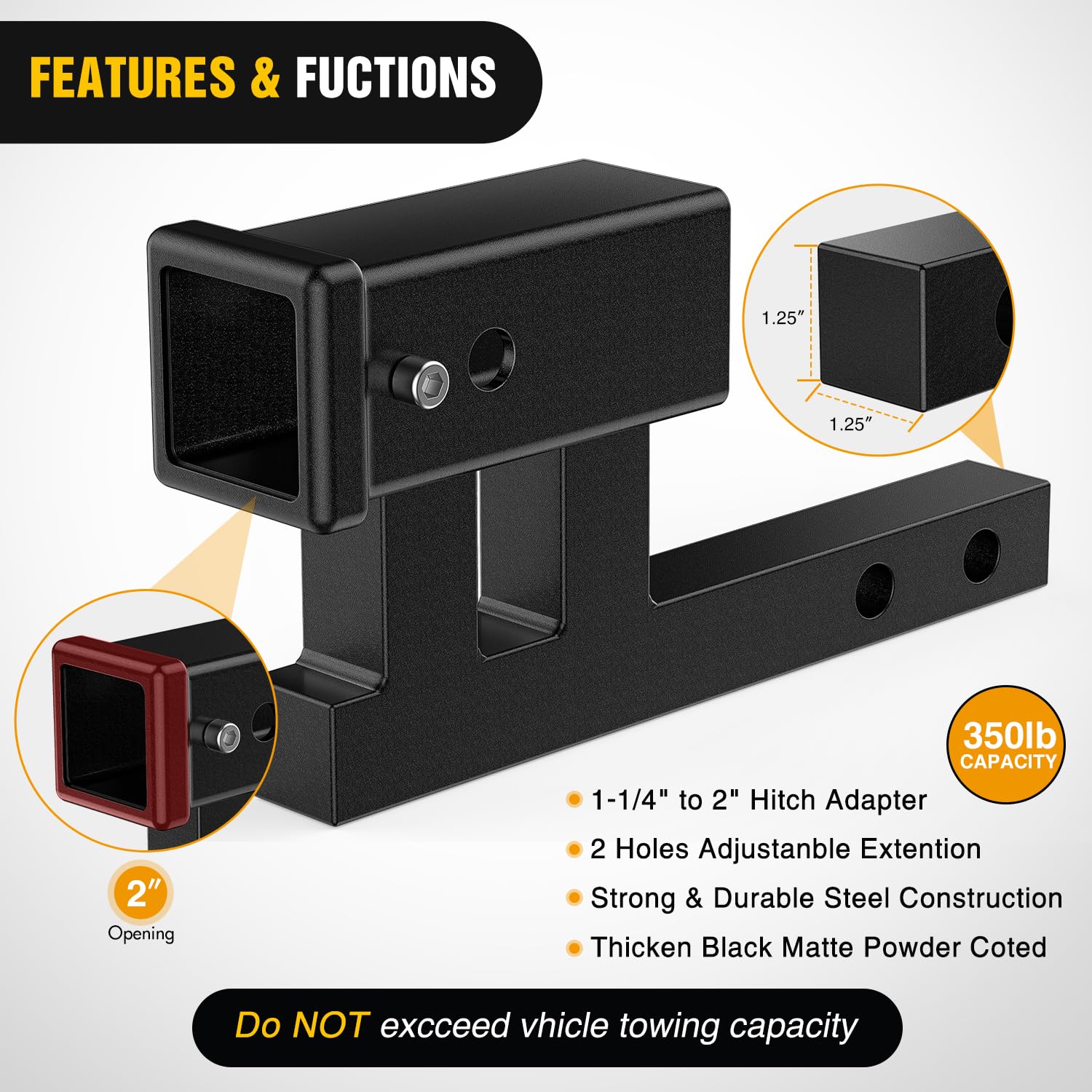 Nilight 4-1/4 inch drop aligns vehicle and base plates.