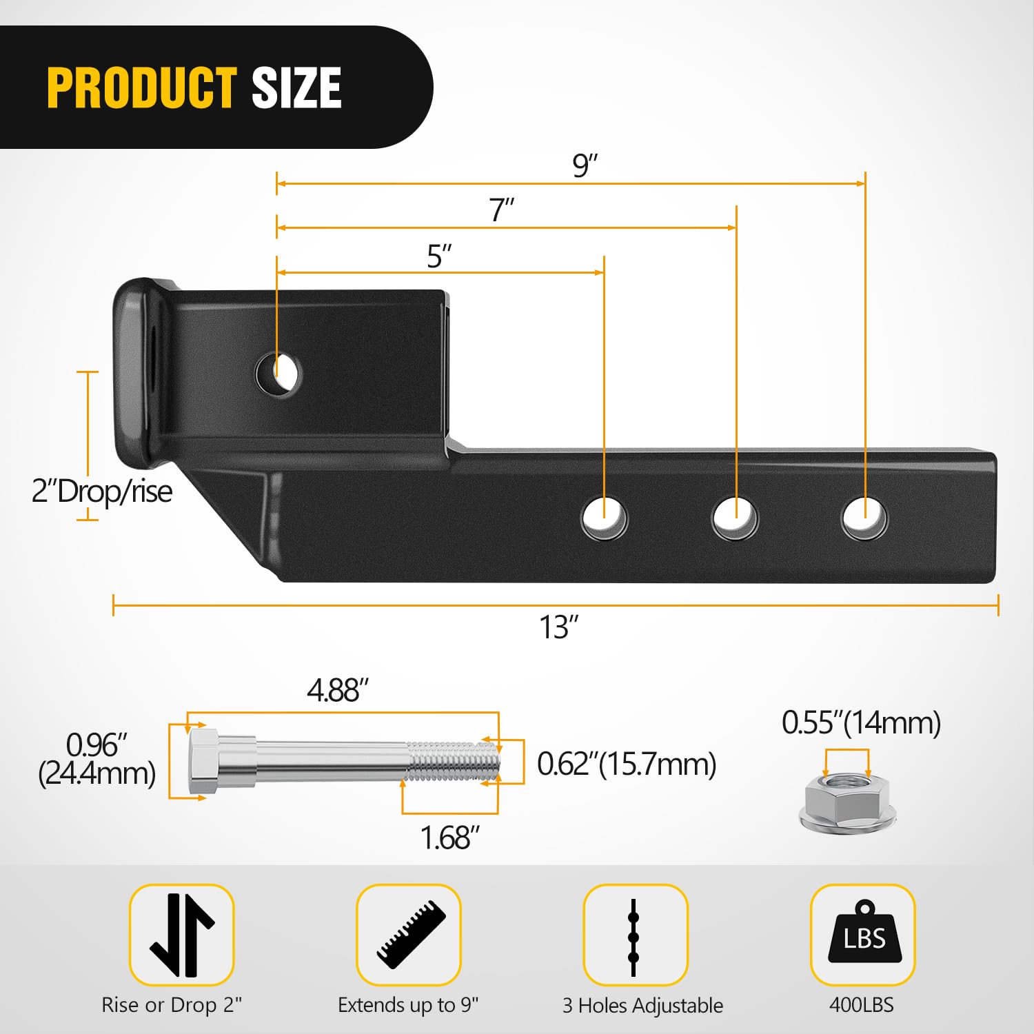 Nilight hitch extension bolts and nuts kit for secure installation.