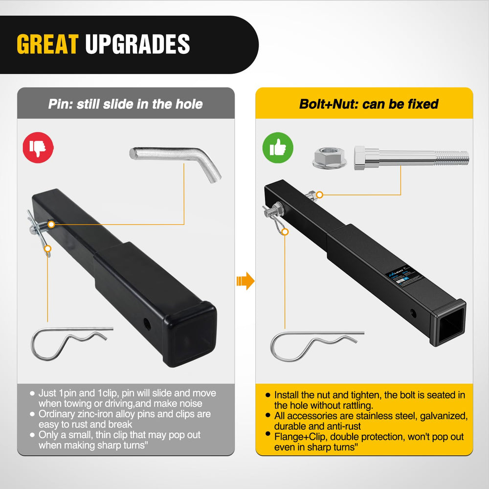 Nilight hitch extension clip included adds security against detachment during towing.