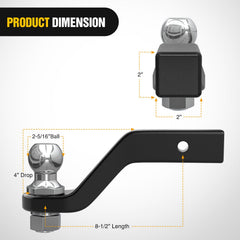 Nilight hitch mount showing 4 inch drop and 2 inch shank