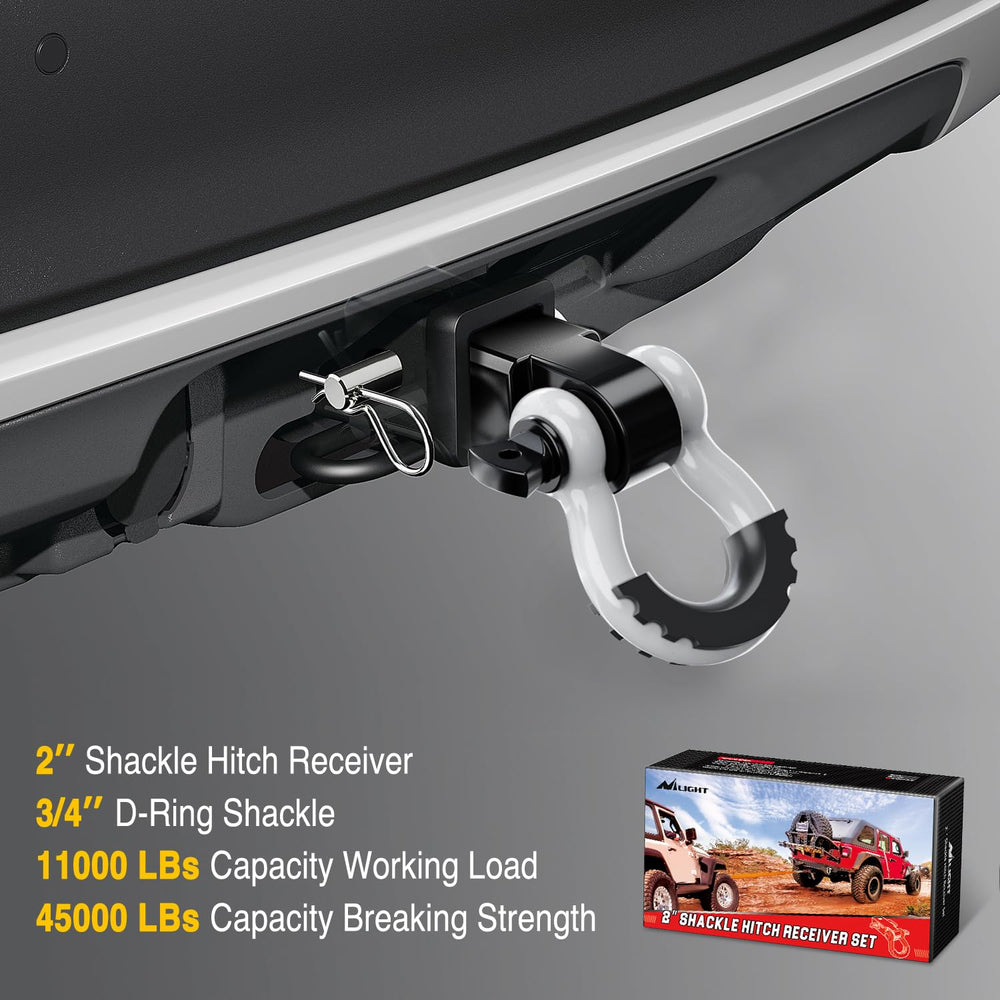 Nilight 2-inch hitch and D-ring set with isolator and washers for bumper protection