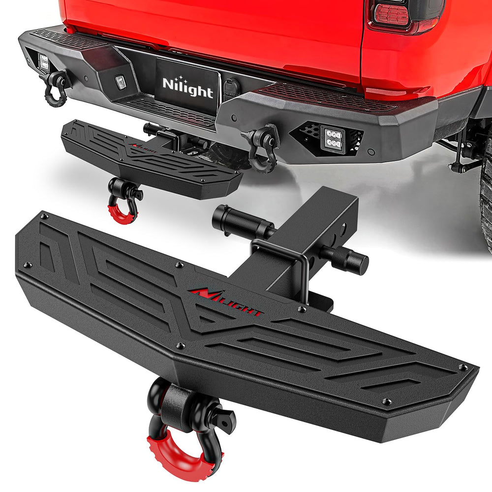 Nilight hitch step in a 2-inch receiver for universal fit and easy access.