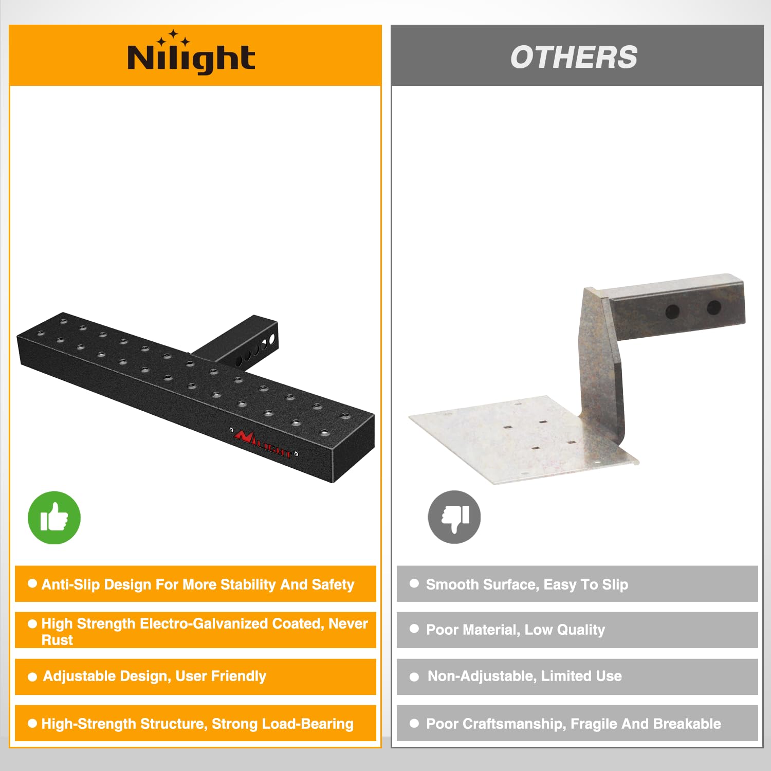 Nilight hitch step supports up to 350 pounds for versatile use