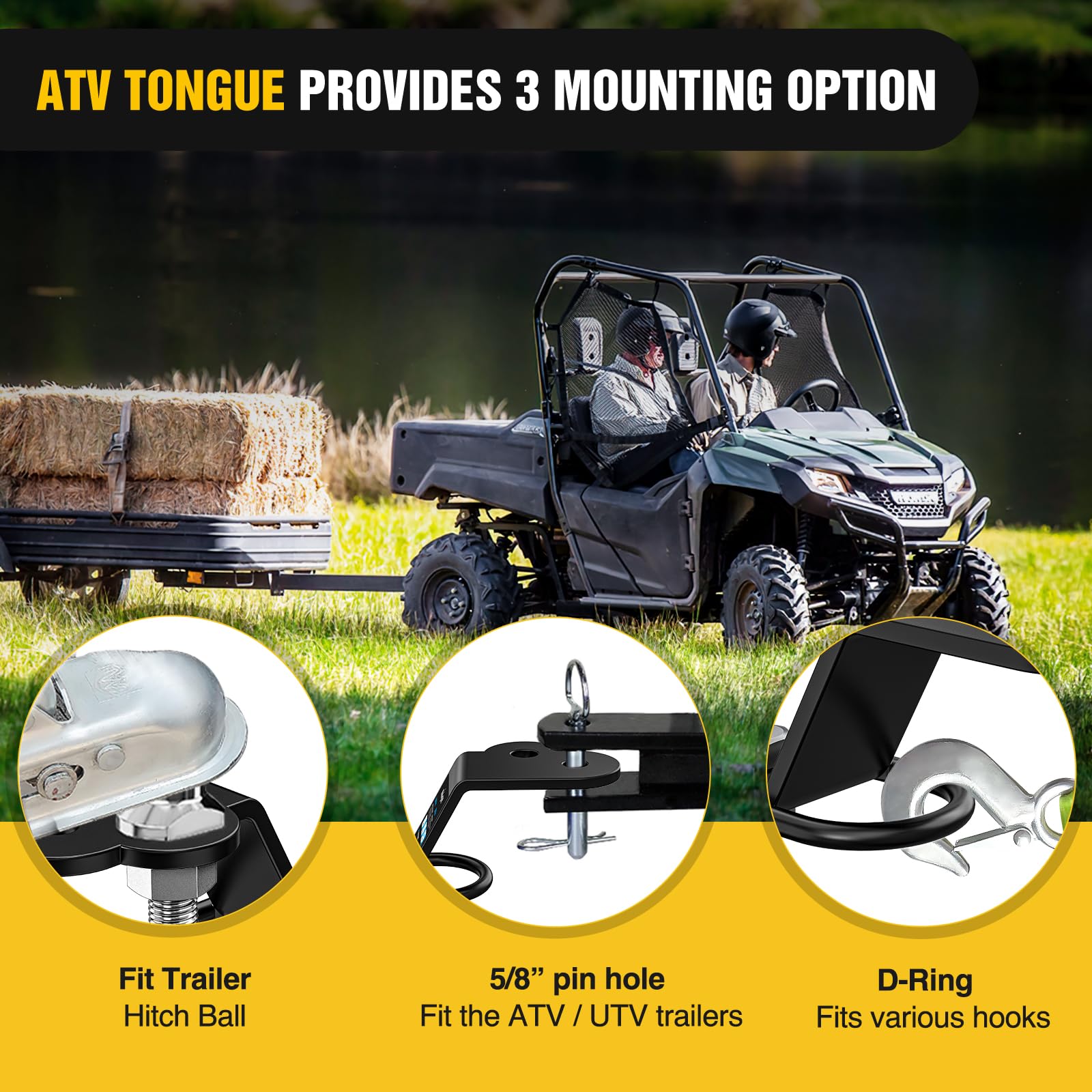 Nilight hitch tongue mount demonstrates bolt-on simplicity without cutting.