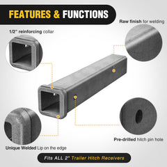 Nilight hitch tube reinforced collar highlights added strength at the opening.