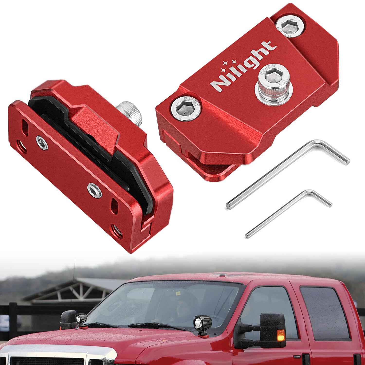 Nilight hood mount brackets 2-pack for secure, no-drill LED light bar installation.