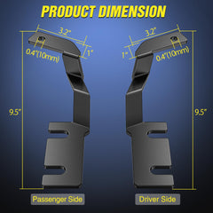 Nilight hood brackets shown with LED pods for secure drill-free installation.
