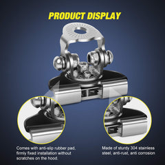 Nilight hood clamp with anti-slip teeth and rubber pad protects surfaces.