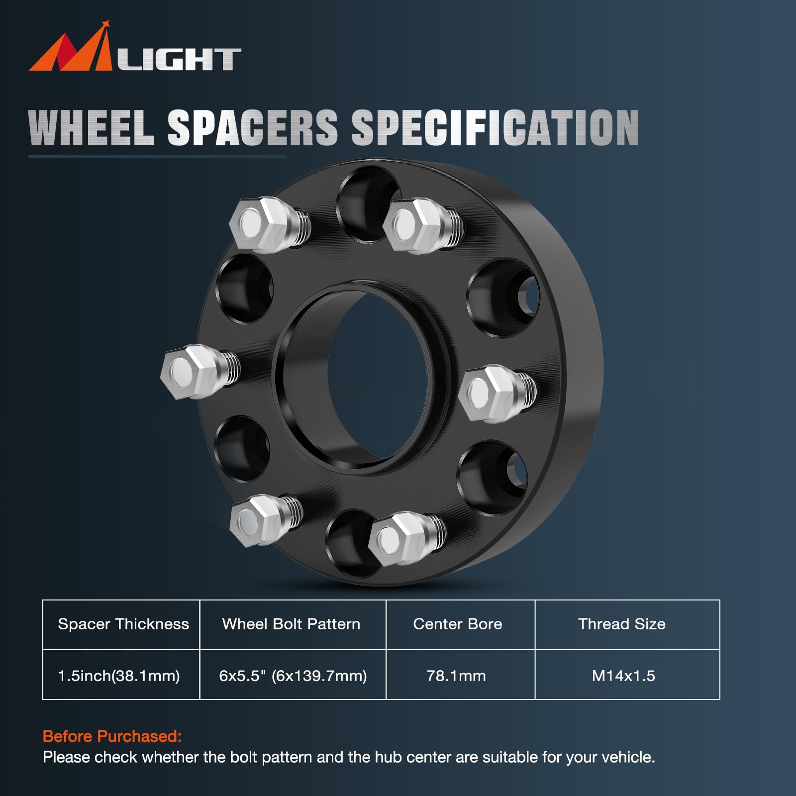 Nilight hubcentric spacer side view illustrating wider track
