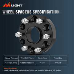 Nilight hubcentric spacer side view illustrating wider track