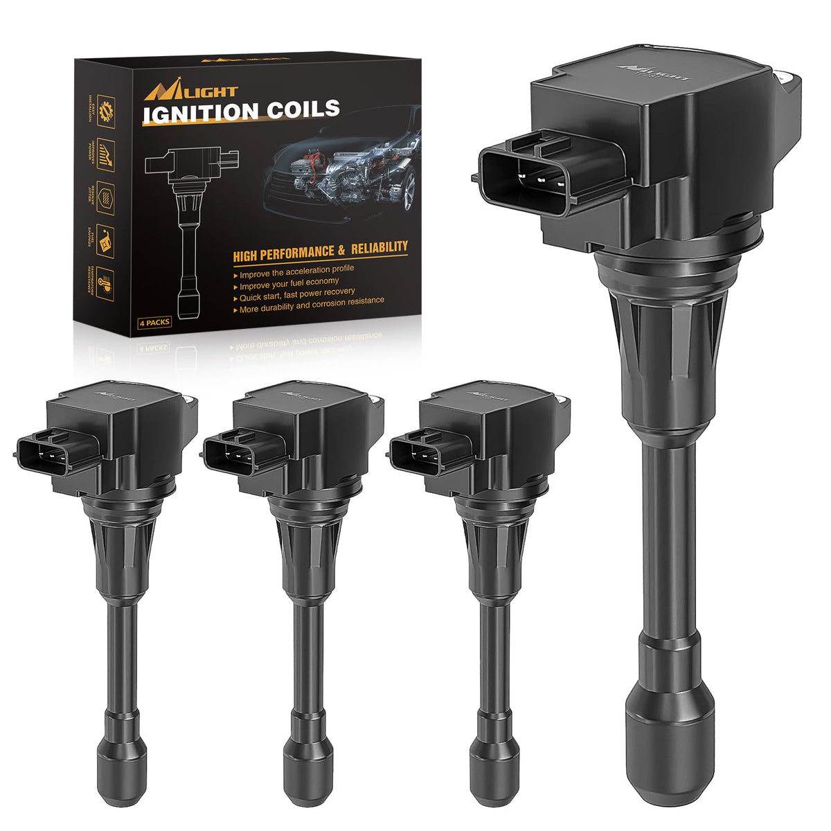 Nilight ignition coil pack for Nissan Sentra — four coils for smooth starts and improved engine response.