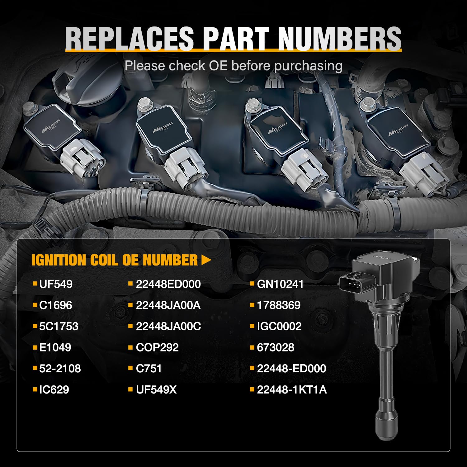 Nilight ignition coil pack contents — complete 4-pack ready for replacement and quick maintenance.