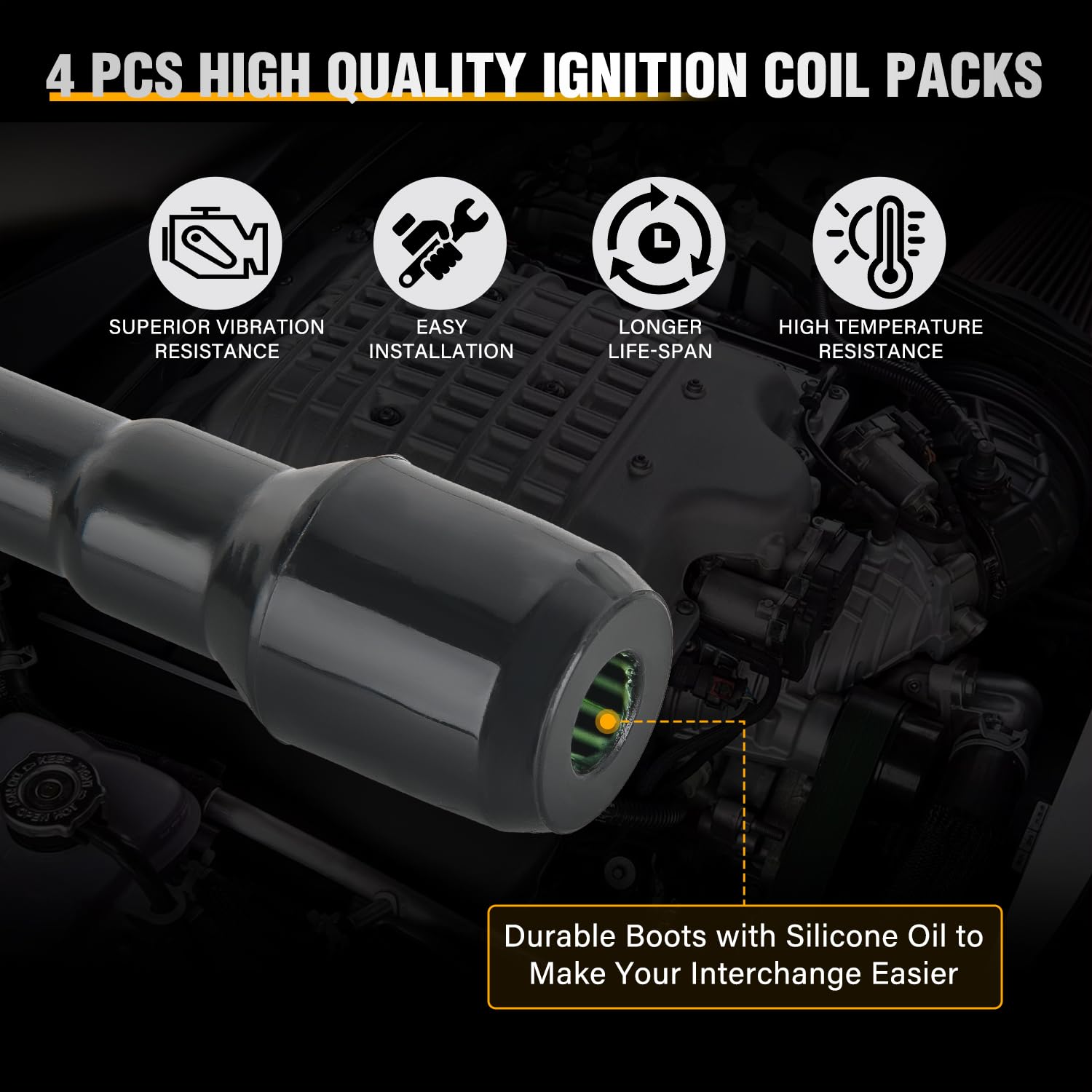Nilight ignition coil pack silicone boot — durable insulation boosts resistance to temperature extremes.