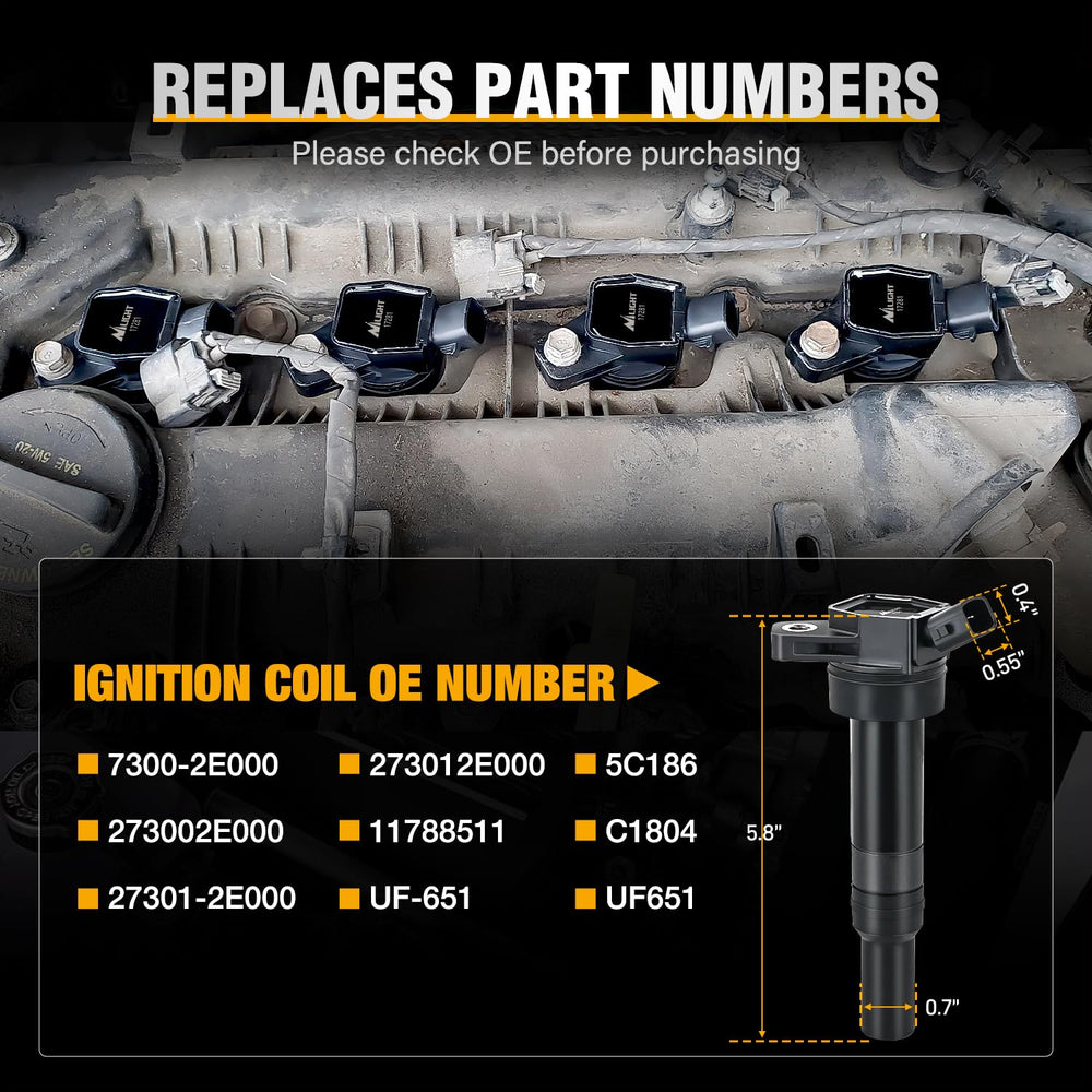 Nilight UF651 coils installed in engine bay demonstrating broad compatibility