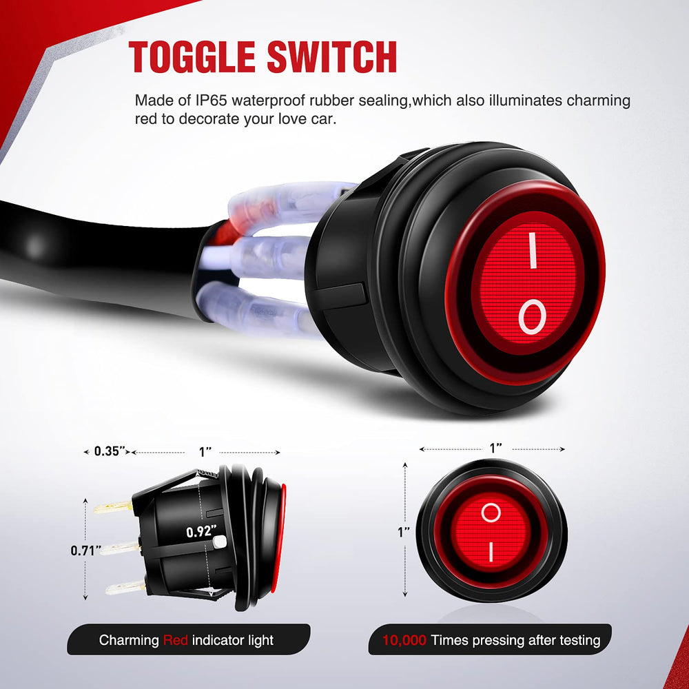 Nilight illuminated rocker switch with red indicator for quick status check.