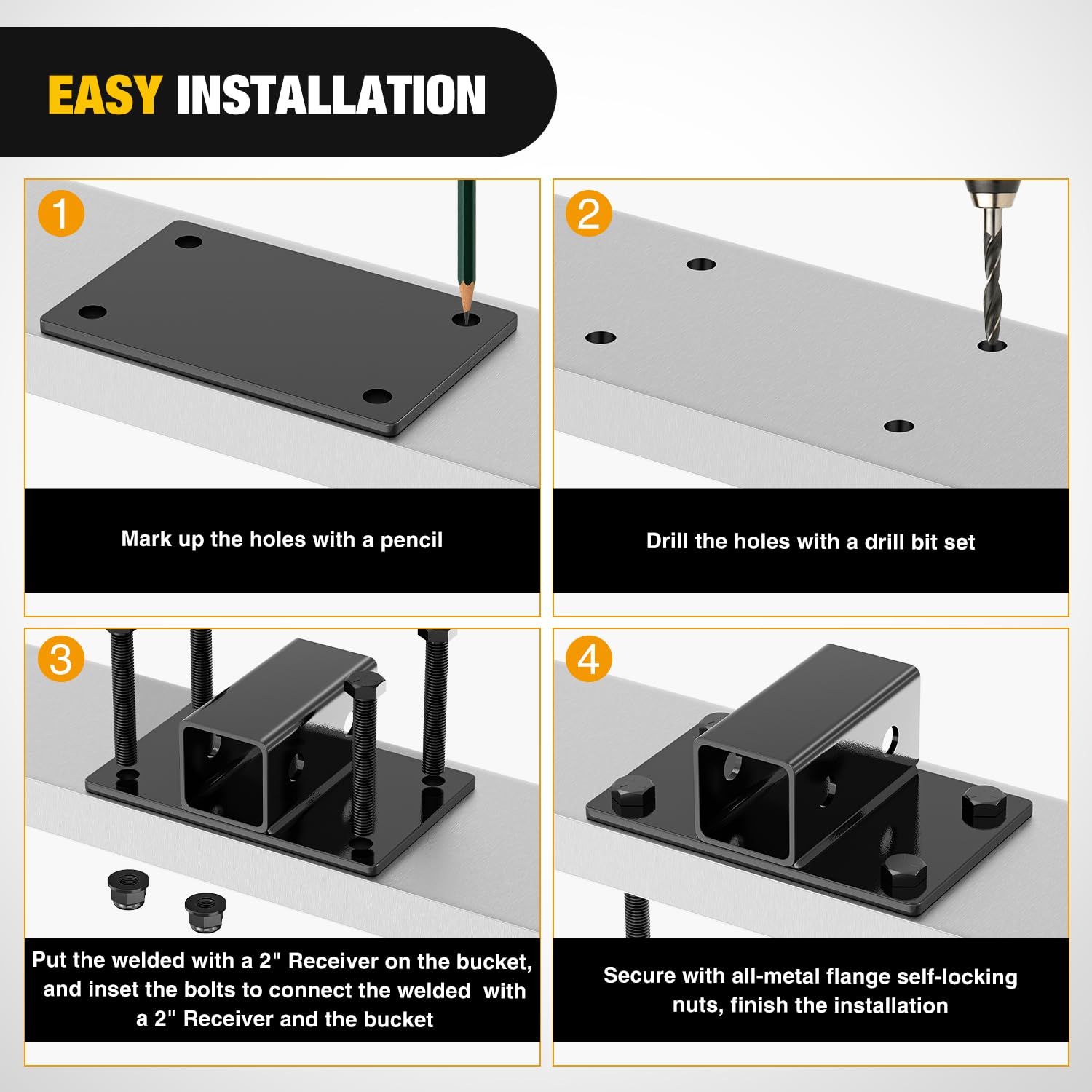 Nilight installation kit with four bolts and nuts for quick setup