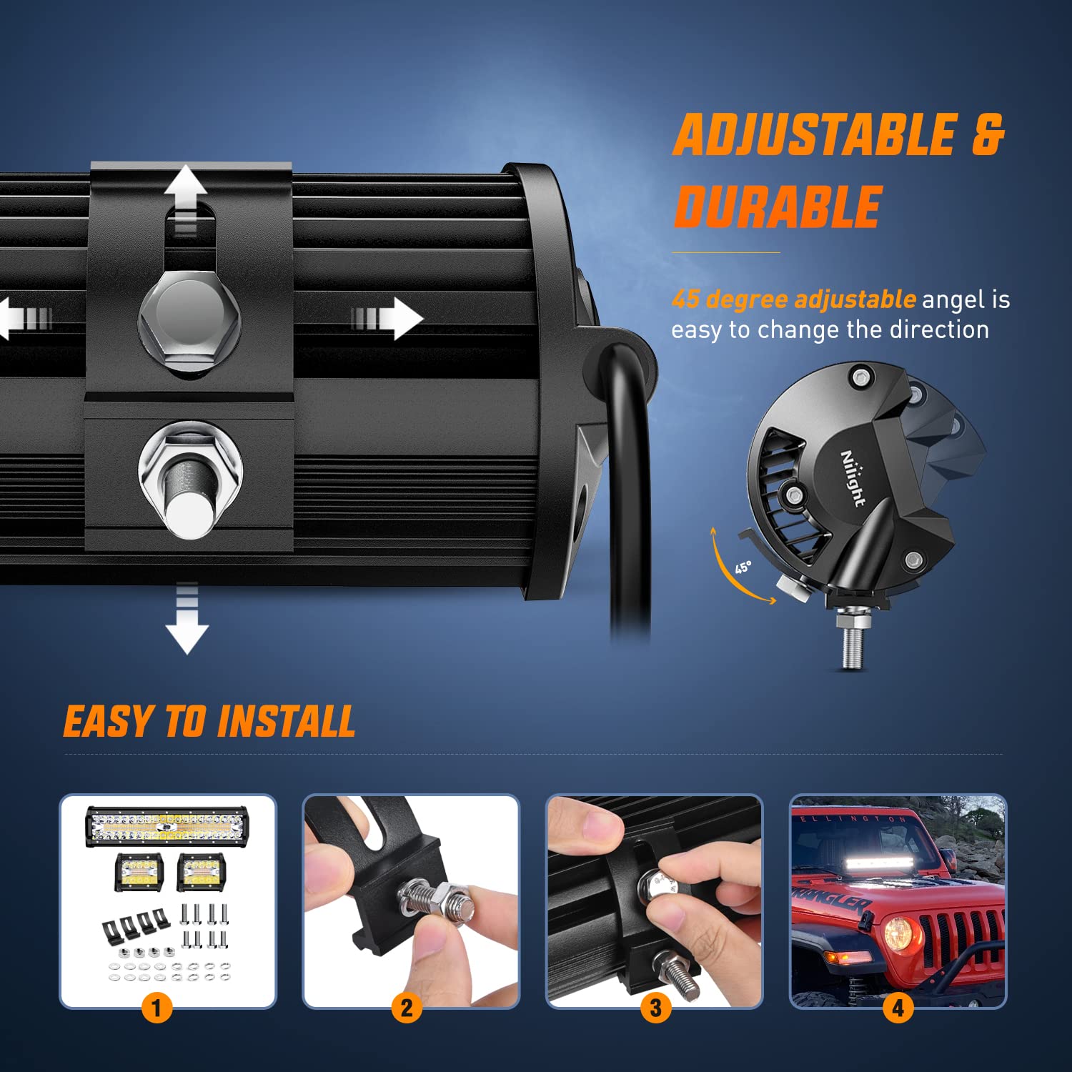 Nilight IP67 waterproof design withstands weather and dust.