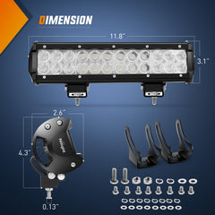 Nilight 12-inch green beam light bar side view showcasing off-road reach.