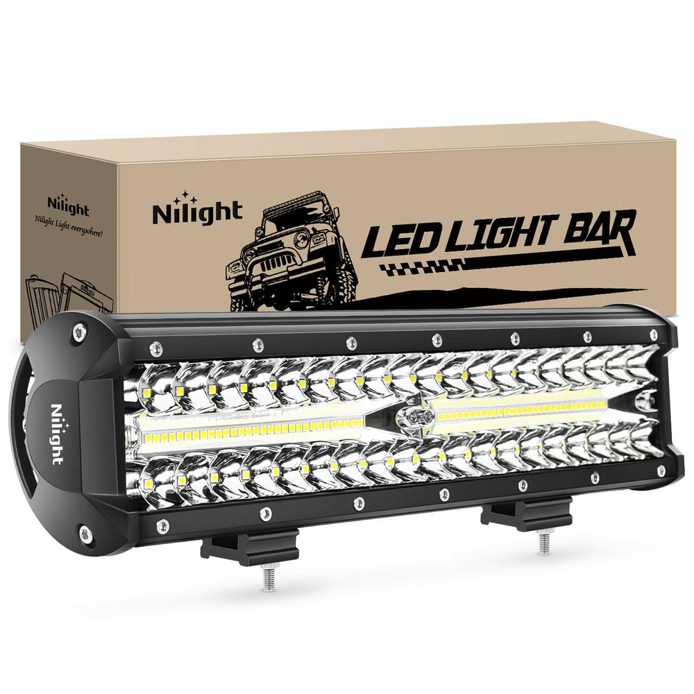 Nilight 12-inch LED light bar front view enhances night visibility for drivers