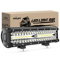 Nilight 12-inch LED light bar front view enhances night visibility for drivers