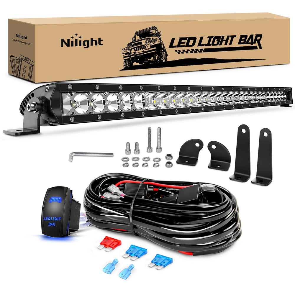 Nilight 31-inch LED light bar front view enhances off-road visibility