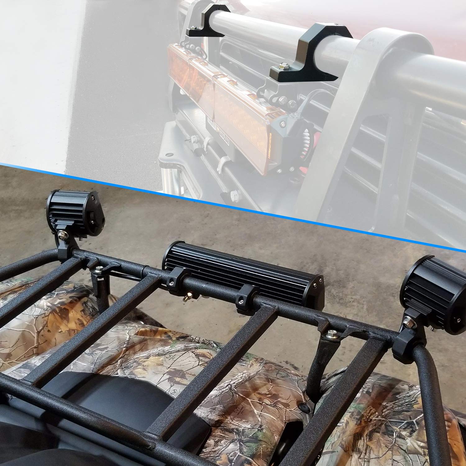Nilight LED light bar mounted on roof rack for rugged routes
