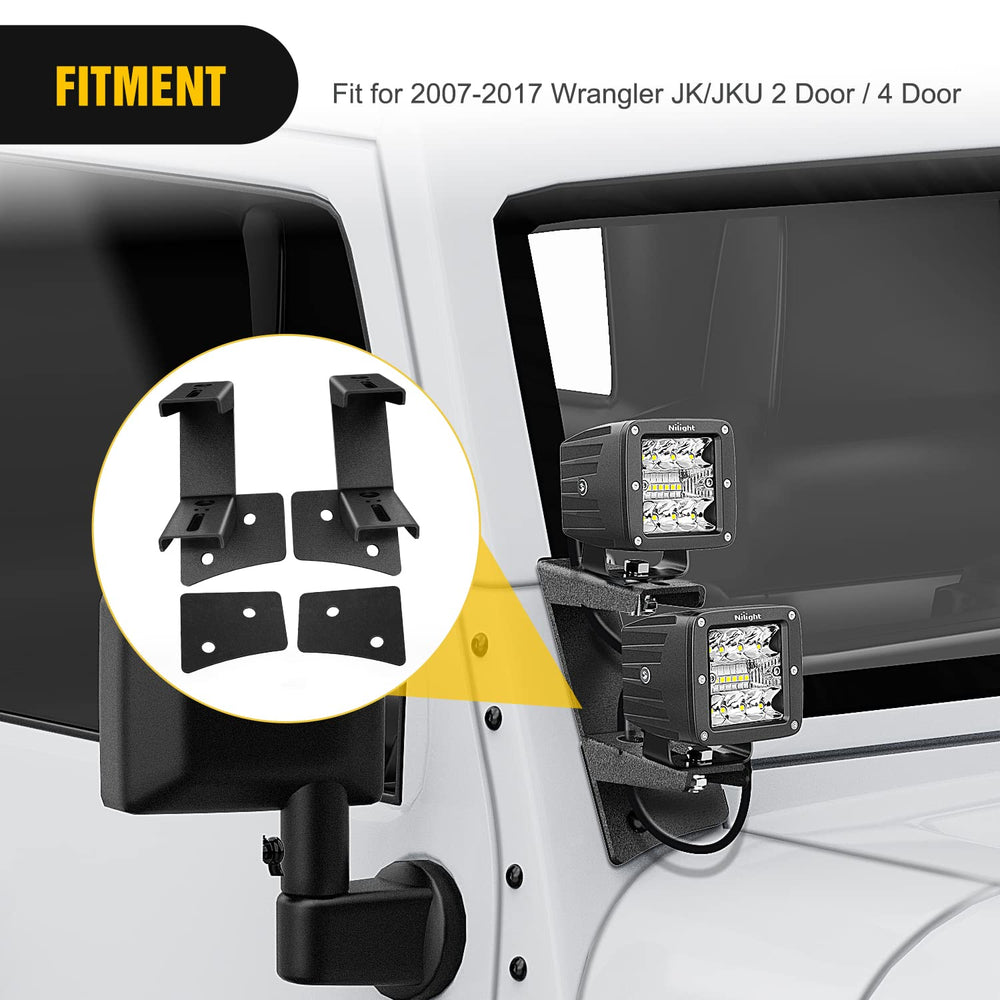 Nilight brackets compatible with LED lights using 10mm bolts on Wrangler JK