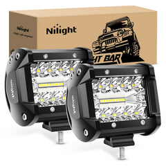 Nilight LED Light Pods 4-inch front view improve night visibility with strong 60W beam