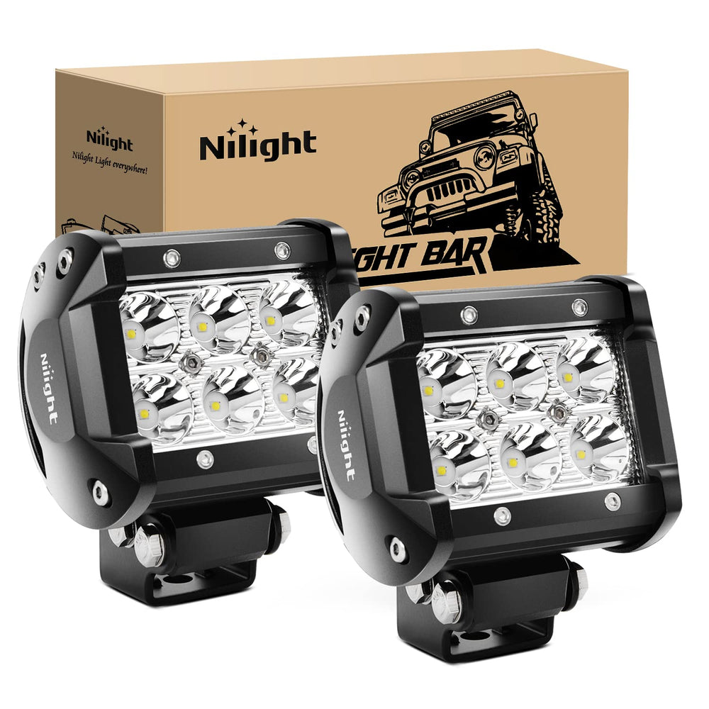 Nilight LED pod spot light mounted on a truck boosts off-road night visibility.