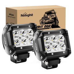 Nilight LED pod spot light mounted on a truck boosts off-road night visibility.