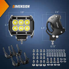 Nilight LED pods wide flood beam close-up highlights expansive night-time visibility.