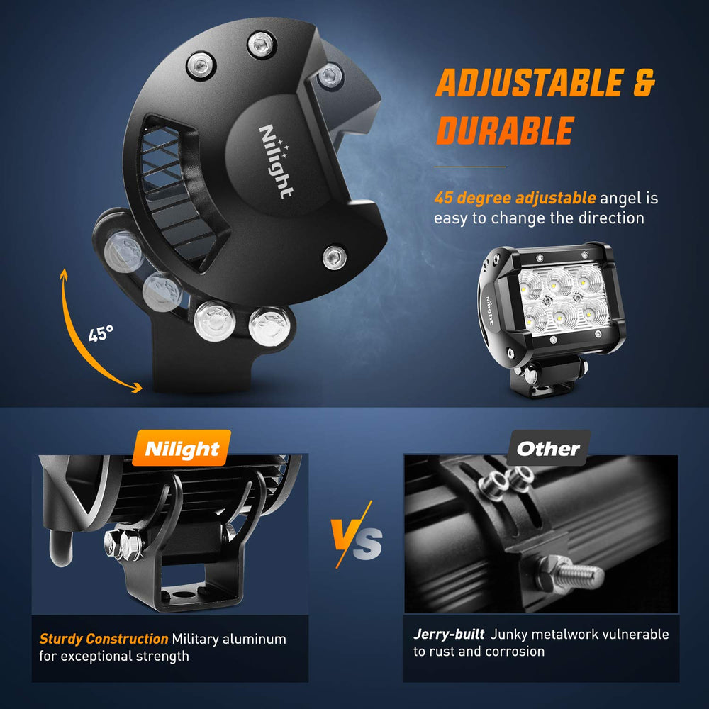 Nilight LED Pods alloy cooling fins extend lifespan with efficient heat dissipation.