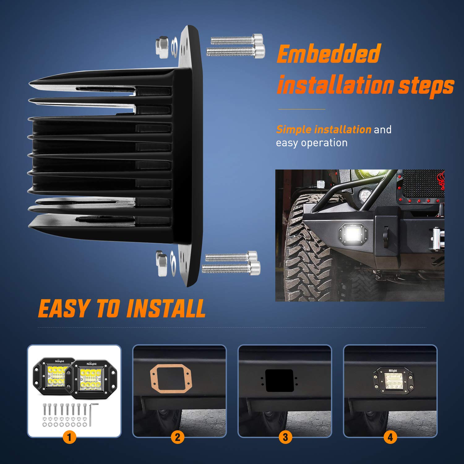 Nilight wiring harness kit for LED pods installation.