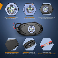 Nilight rock light aluminum housing aids heat dissipation and longevity.