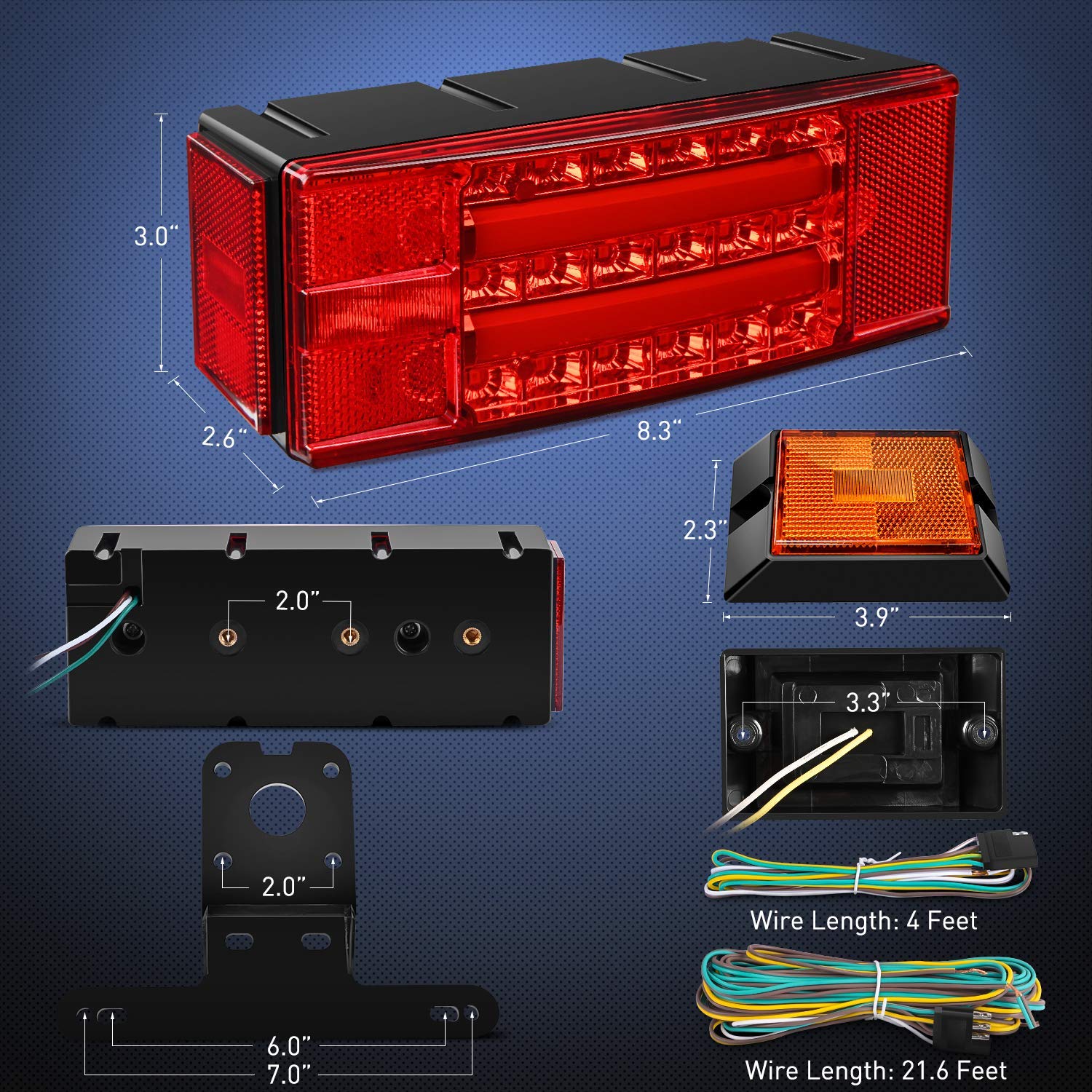 Nilight stop-turn light in rectangle form for bright signaling on vehicles