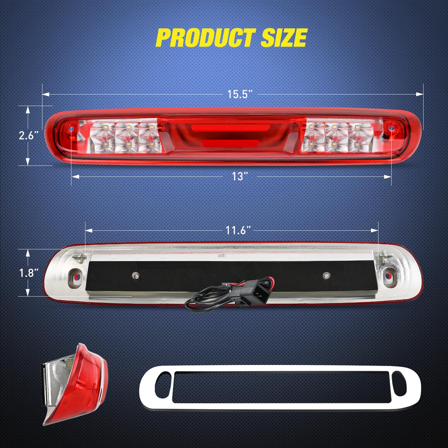 Nilight LED third brake light rear assembly with bright signaling