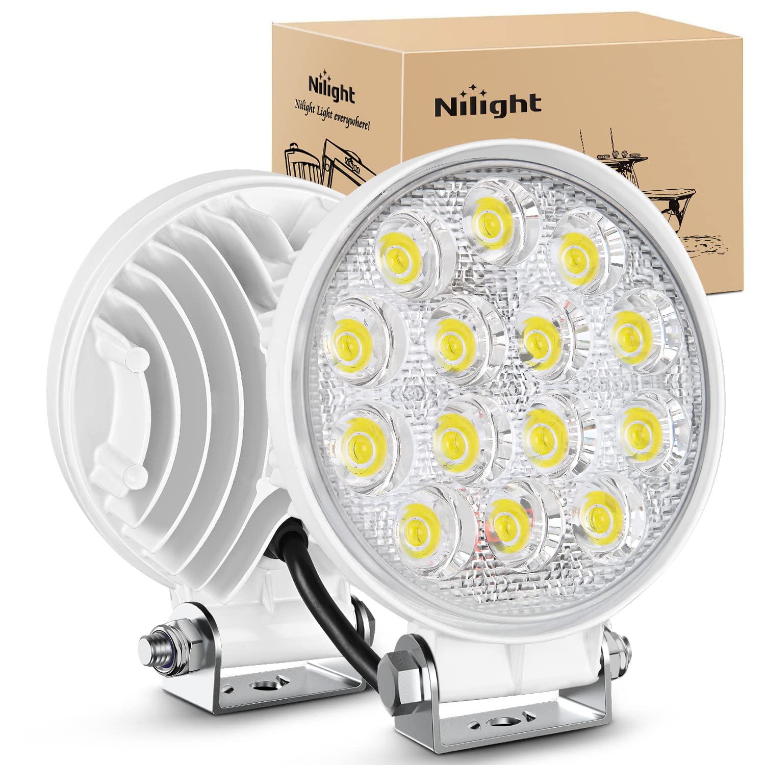 Nilight marine LED pods 4.5in close-up showing durable aluminum housing for boats