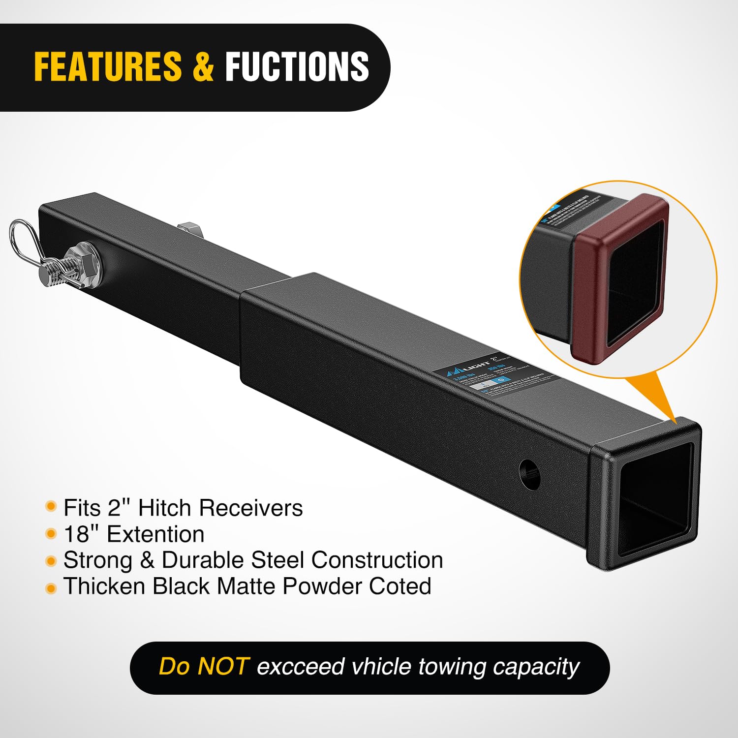 Nilight matte black corrosion-resistant finish withstands rain and dirt outdoors.