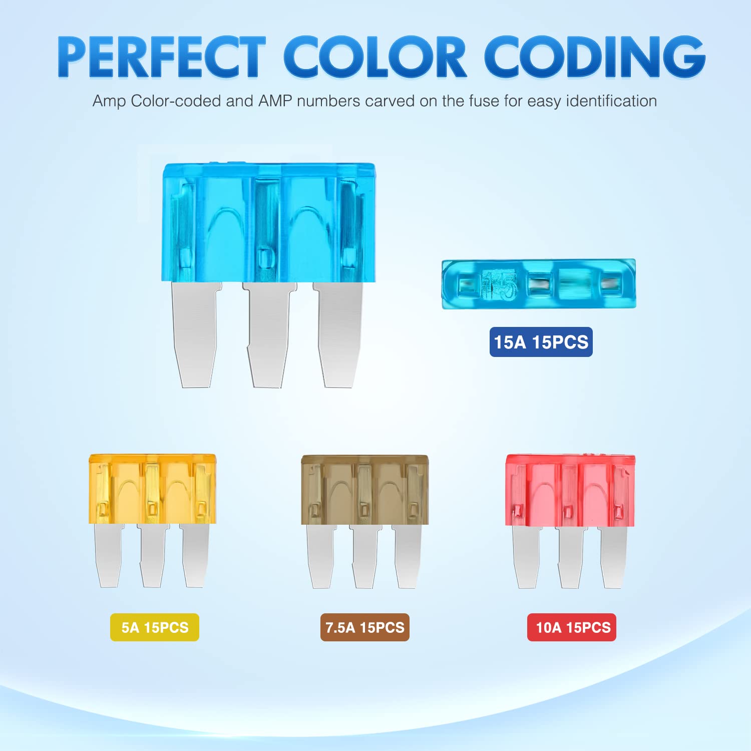 Nilight Micro3 7.5A blade fuse for medium loads in vehicles.
