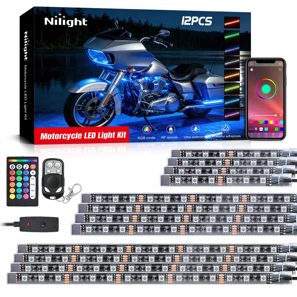 Nilight motorcycle LED light strip underbody for vivid night visibility and style