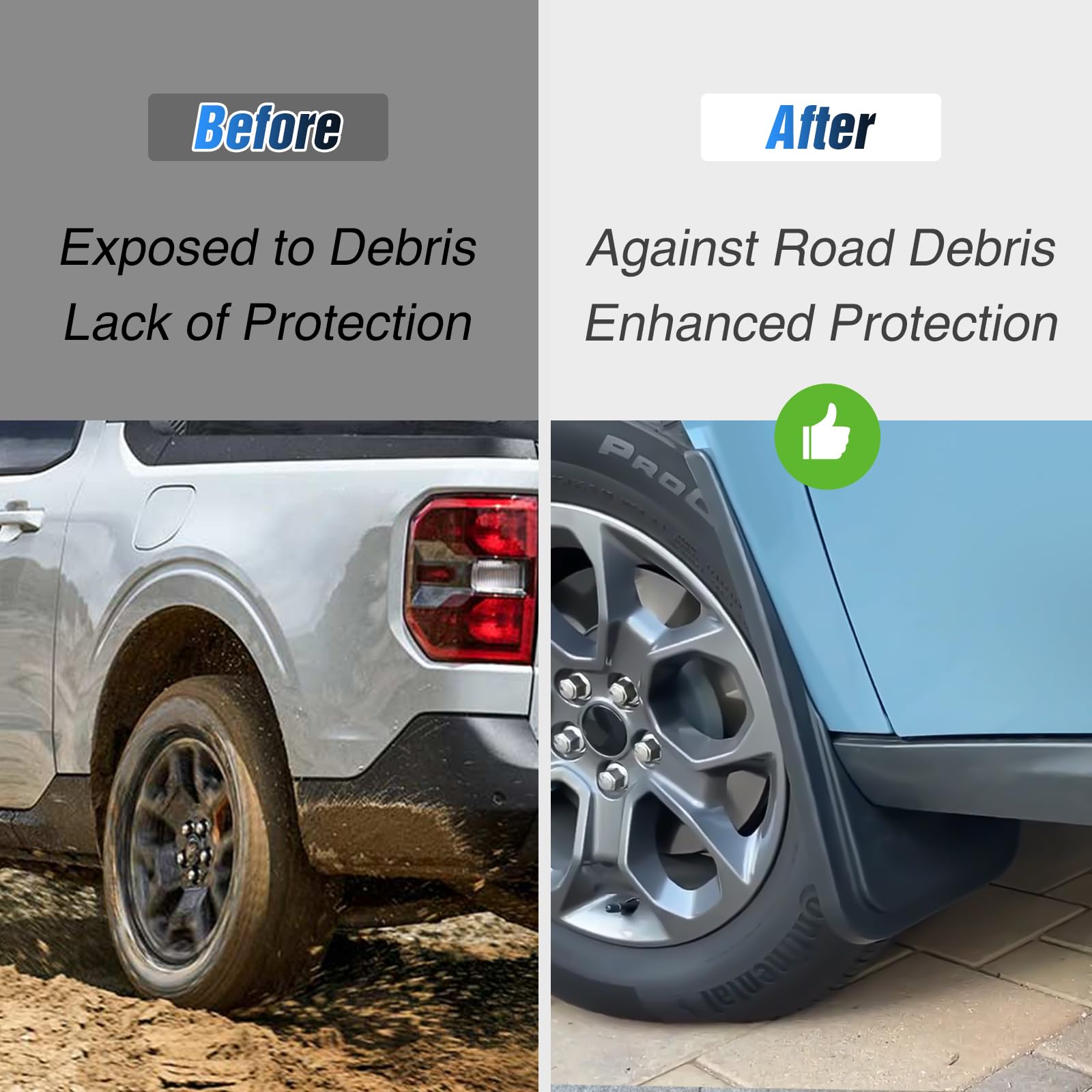 Nilight mud flaps front left closeup: rugged protection against mud and debris