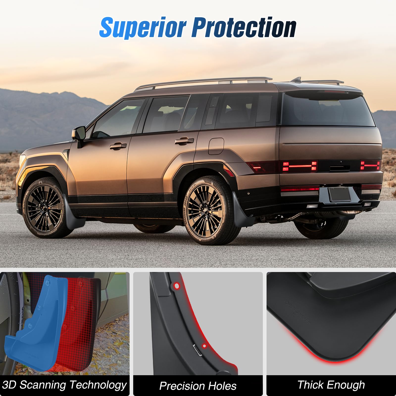 Nilight mud flaps precise fit for Santa Fe 2024–2026