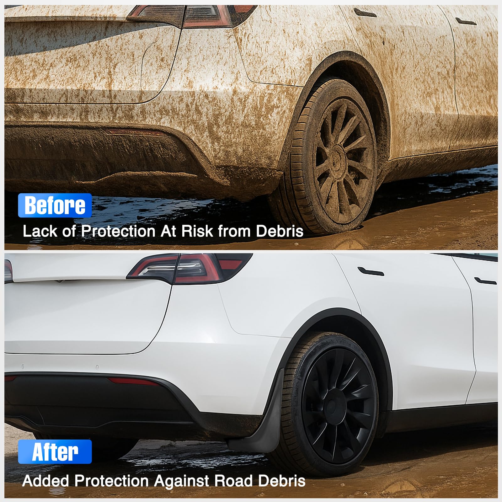 Nilight mud flaps on Tesla Model 3 front-right offering protection and clean lines.