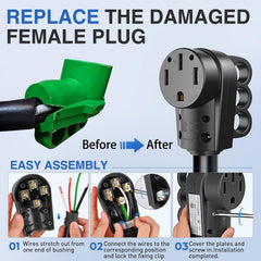 Nilight NEMA 14-50R receptacle close-up showing durable terminals.