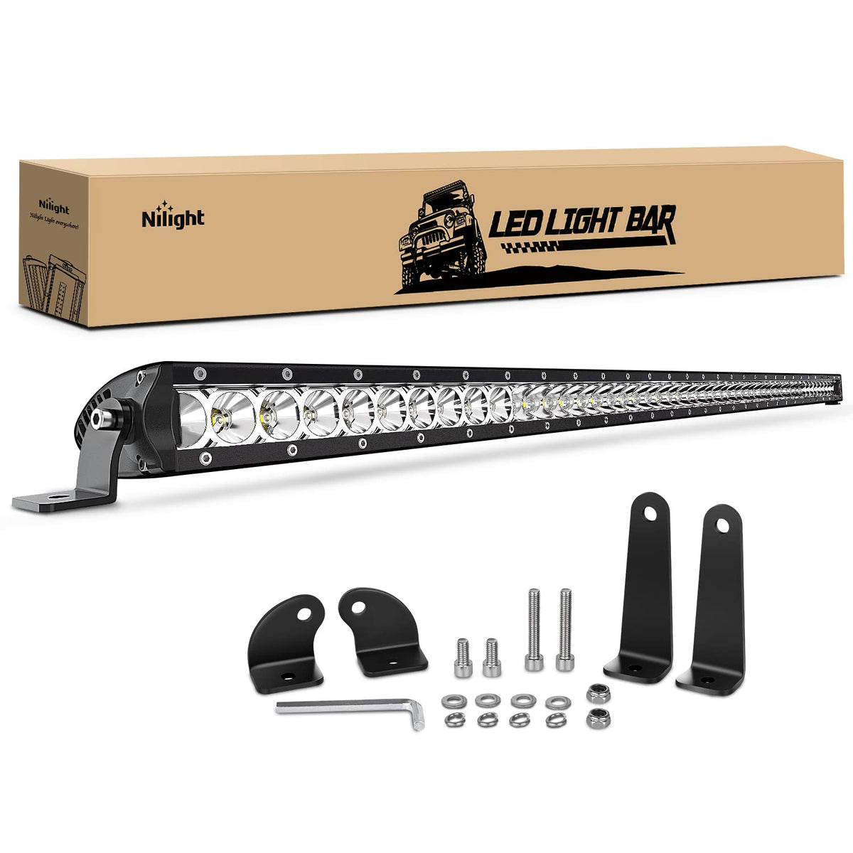 Nilight NI04-200W 41 inch light bar front view for rugged off-road visibility.