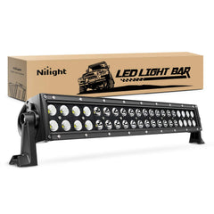 Nilight NI07B 120W light bar front view for enhanced night driving visibility.