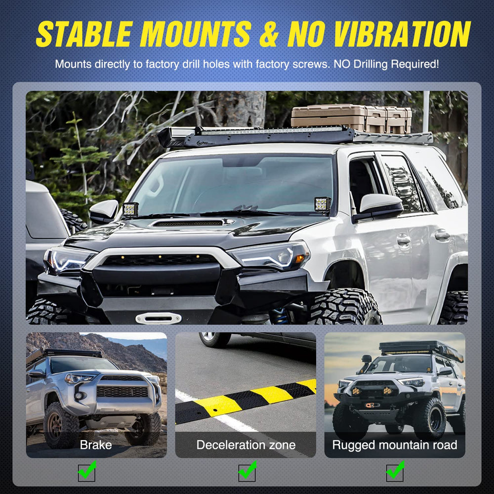 Nilight no-drill hood mount uses factory bolts for quick setup.
