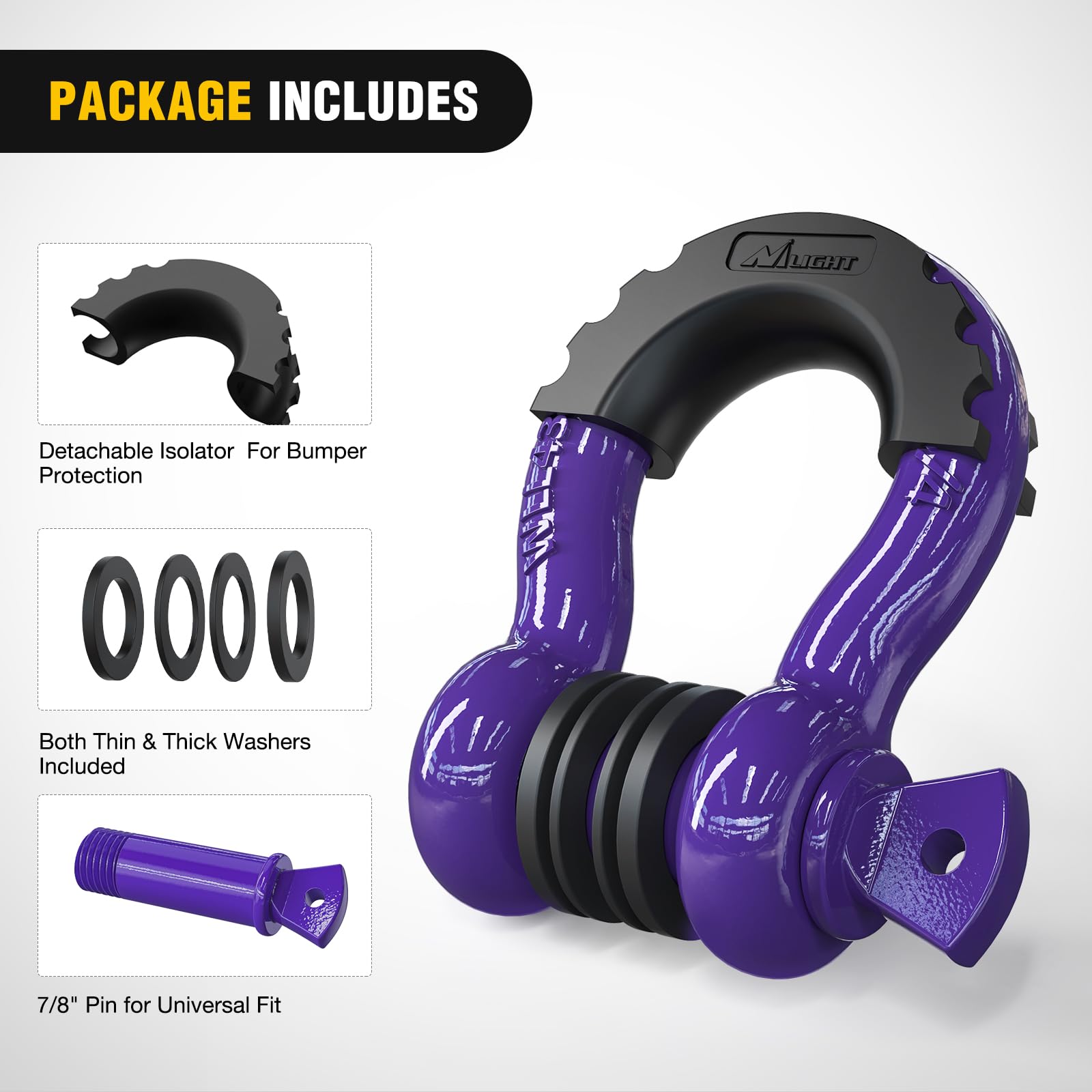 Nilight off-road recovery setup with shackle and straps