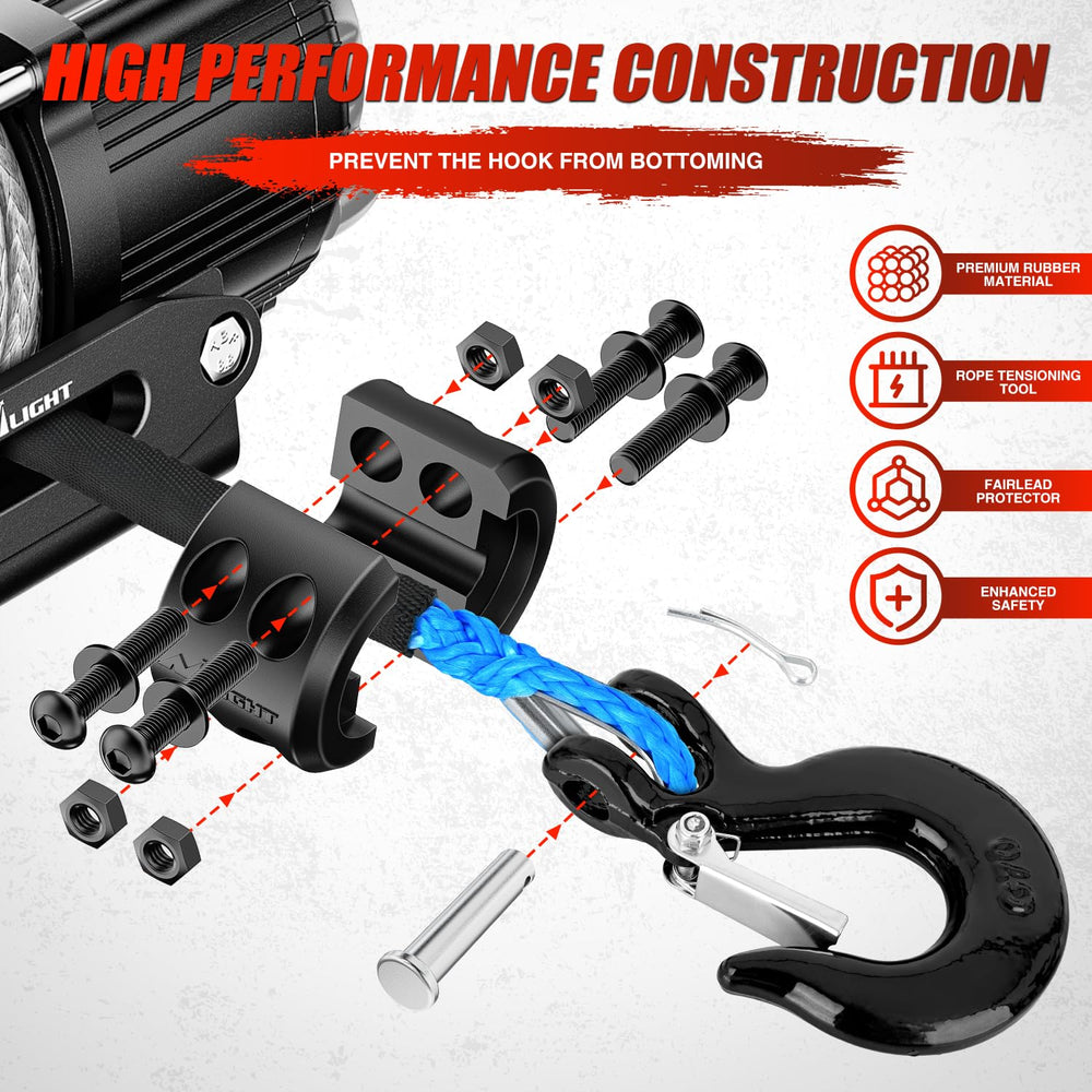 Nilight off-road winch setup compatible with multiple vehicles on-trail use.
