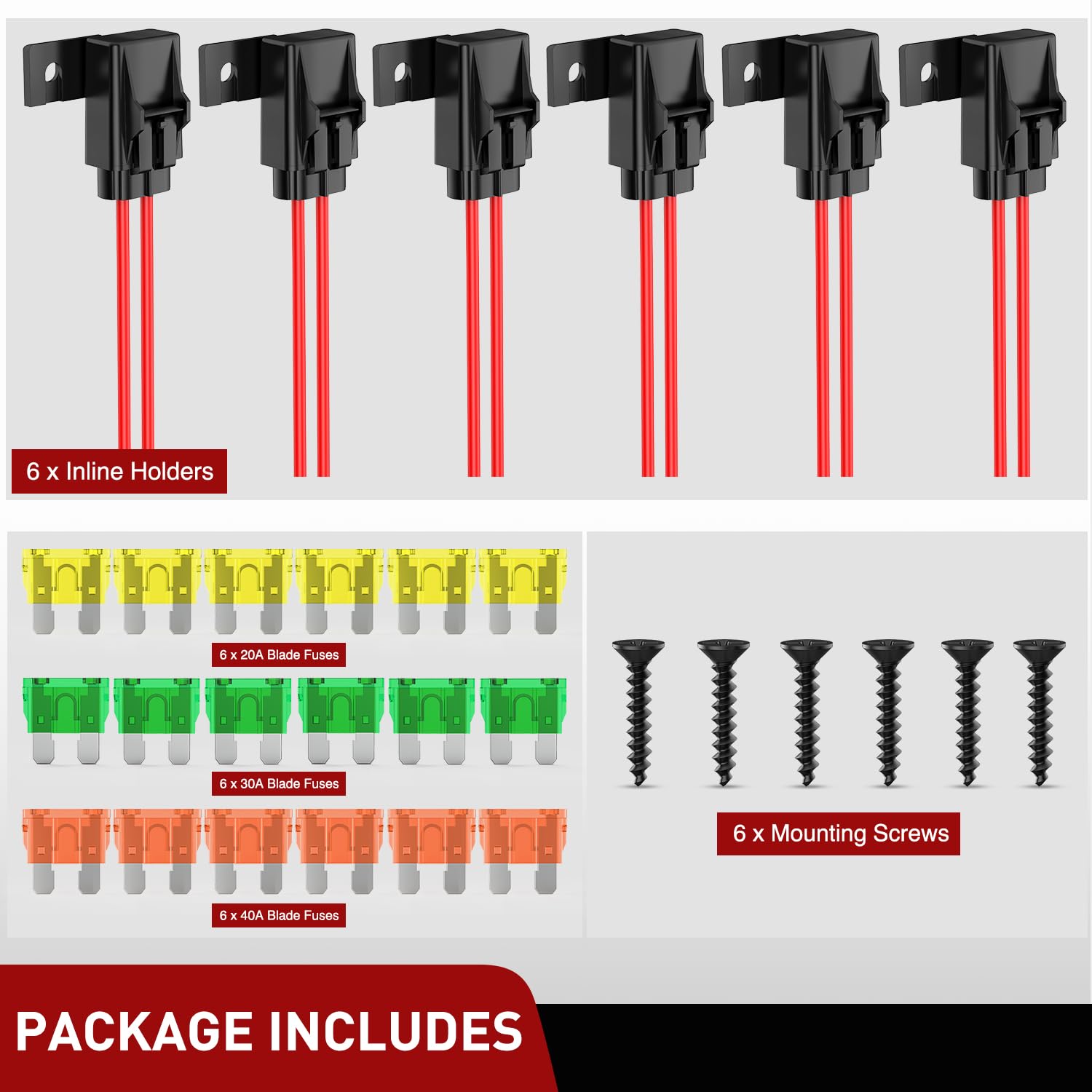 Nilight inline fuse holders with included fuses for quick, safe installations